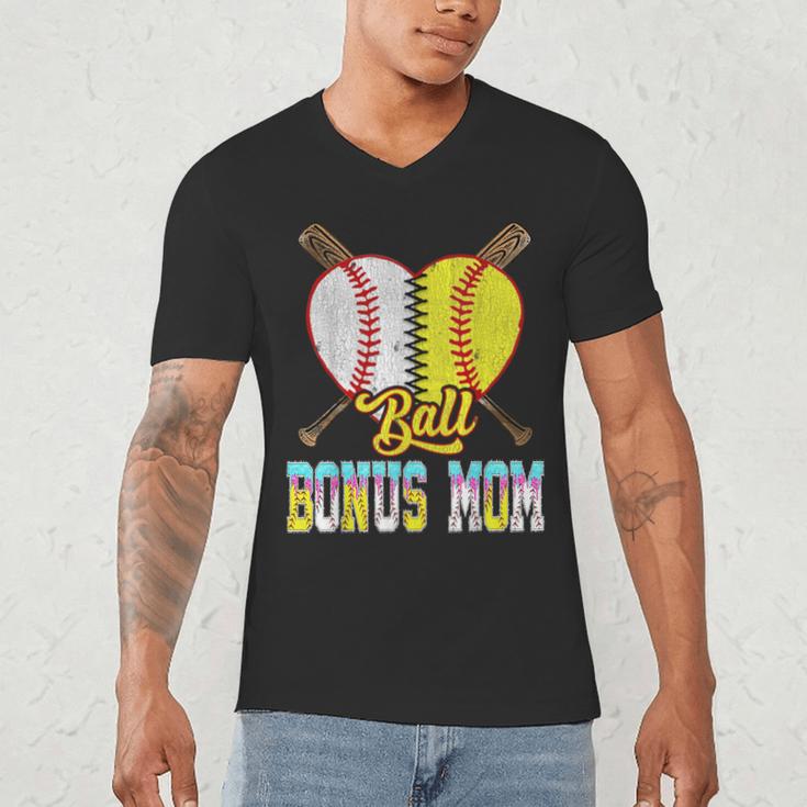 Bonus Mom Of Both Half Baseball Softball Ice Cream Drip Men's V-Neck T-Shirt Bonus Mom Of Both Half Baseball Softball Ice Cream Drip Men's V-Neck T-Shirt