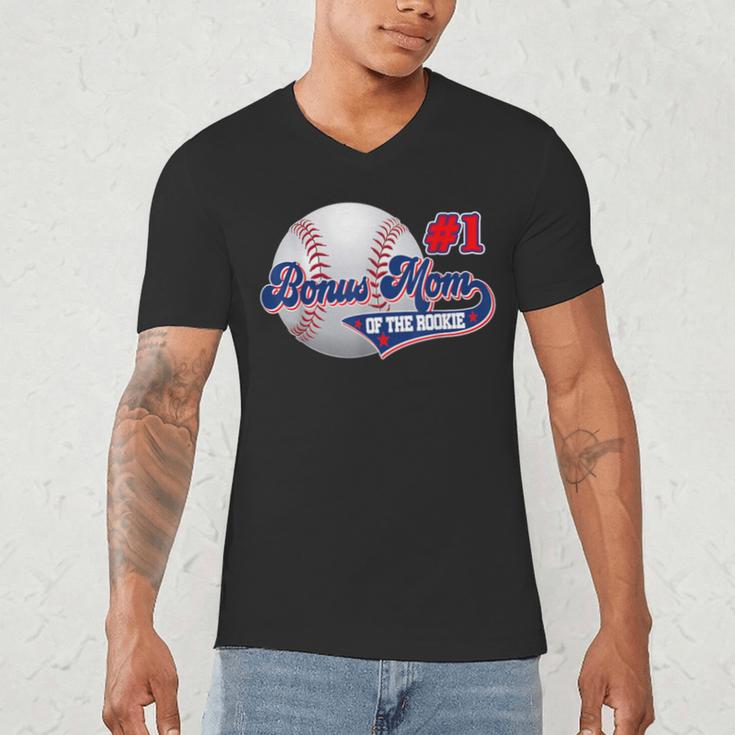 Bonus Mom Rookie Of Year 1st Birthday Baseball Theme Men's V-Neck T-Shirt Bonus Mom Rookie Of Year 1st Birthday Baseball Theme Men's V-Neck T-Shirt