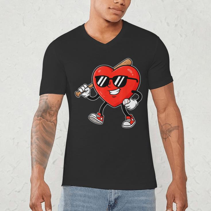 Boy Valentines Day Heart Love Baseball Boys Men Kids Men's V-Neck T-Shirt Boy Valentines Day Heart Love Baseball Boys Men Kids Men's V-Neck T-Shirt