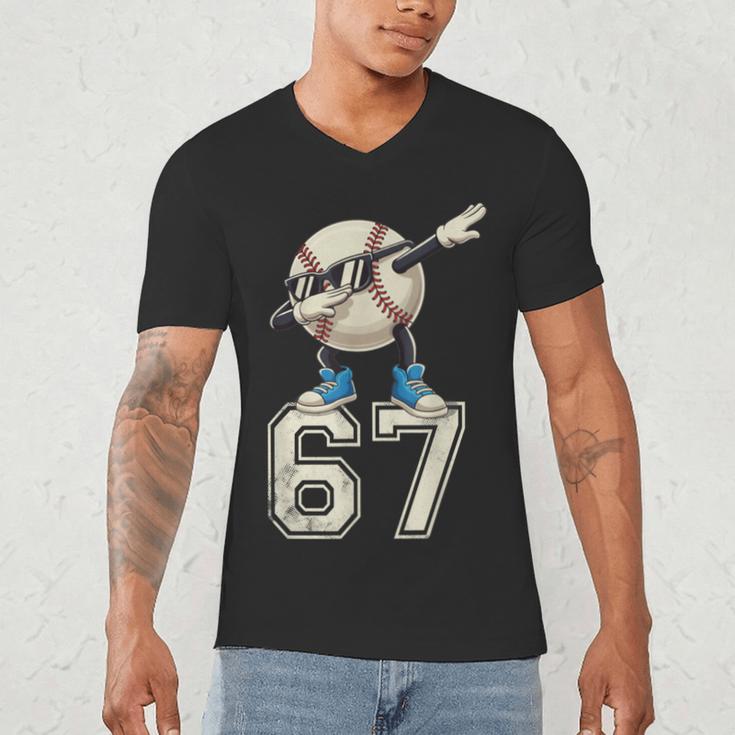 Boys Kids 67 Six Seven Sunglasses Dabbing Baseball Lover Men's V-Neck T-Shirt Boys Kids 67 Six Seven Sunglasses Dabbing Baseball Lover Men's V-Neck T-Shirt