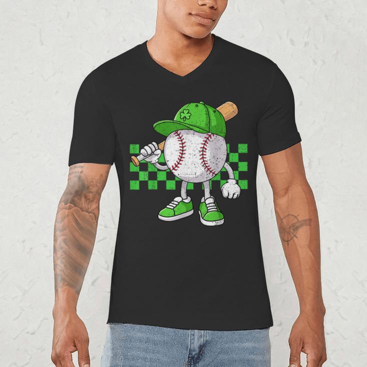 Boys St Patricks Day Baseball Player Pitcher Coach Kids Men's V-Neck T-Shirt Boys St Patricks Day Baseball Player Pitcher Coach Kids Men's V-Neck T-Shirt