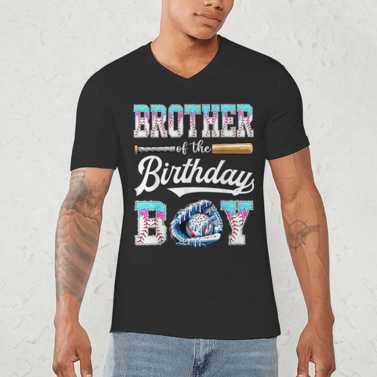 Brother Of The Birthday Boy Baseball Ice Cream Drip Matching Men's V-Neck T-Shirt Brother Of The Birthday Boy Baseball Ice Cream Drip Matching Men's V-Neck T-Shirt