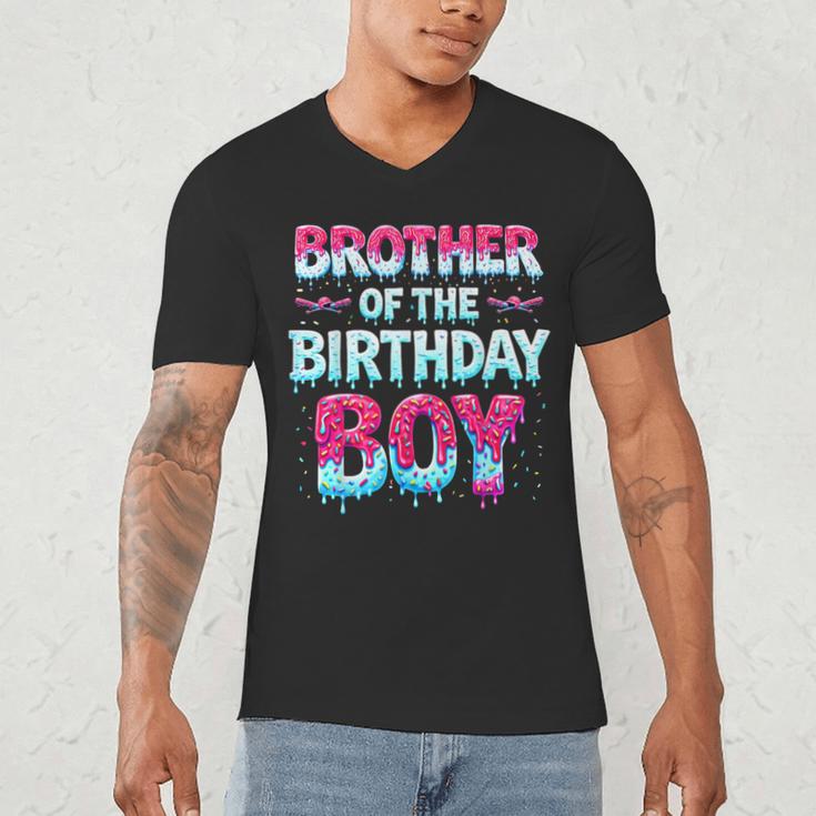 Brother Of The Birthday Boy Ice Cream Baseball Family Party Men's V-Neck T-Shirt Brother Of The Birthday Boy Ice Cream Baseball Family Party Men's V-Neck T-Shirt