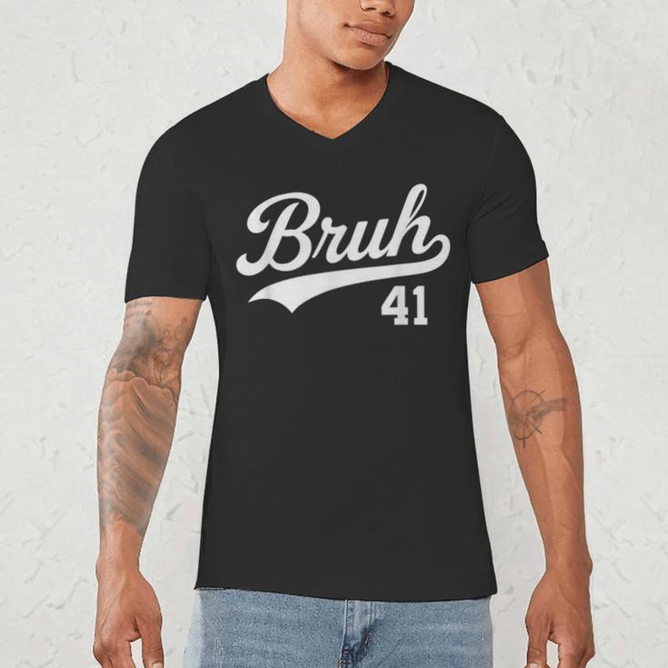 Bruh Baseball Style Number 41 Sports Bro Slang Meme Brother Men's V-Neck T-Shirt Bruh Baseball Style Number 41 Sports Bro Slang Meme Brother Men's V-Neck T-Shirt