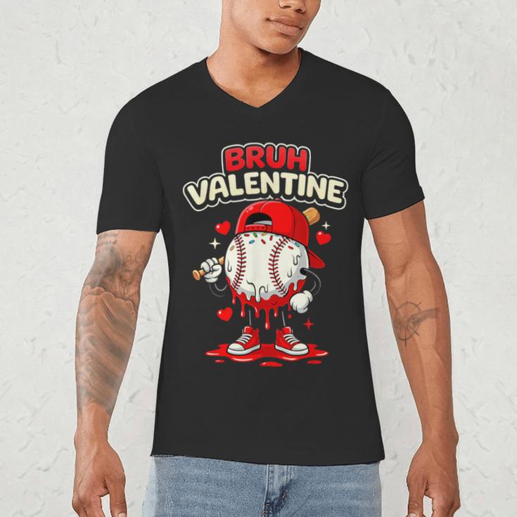 Bruh Valentine Baseball Drip Icecream Apparel Men Youth Boys Men's V-Neck T-Shirt Bruh Valentine Baseball Drip Icecream Apparel Men Youth Boys Men's V-Neck T-Shirt