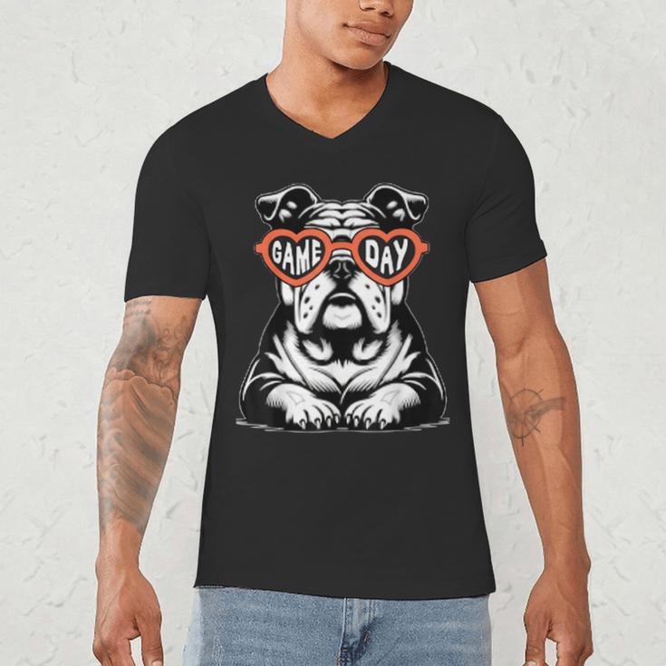 Bulldog Mascot Sports Fan Football Basketball Baseball Men's V-Neck T-Shirt Bulldog Mascot Sports Fan Football Basketball Baseball Men's V-Neck T-Shirt