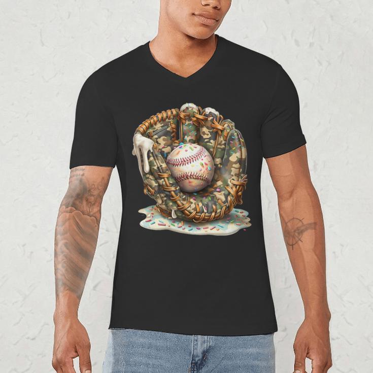 Camo Baseball Gloves Lifestyle 101 Apparel Drip Ice Cream Men's V-Neck T-Shirt