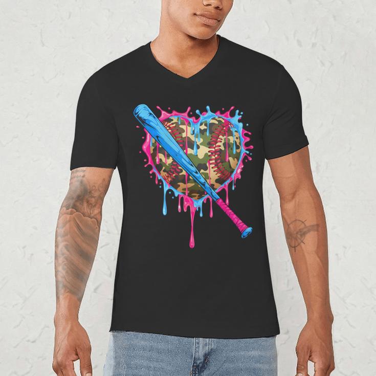 Camo Baseball Heart Drip Valentine Baseball Icecream Boys Men's V-Neck T-Shirt Camo Baseball Heart Drip Valentine Baseball Icecream Boys Men's V-Neck T-Shirt