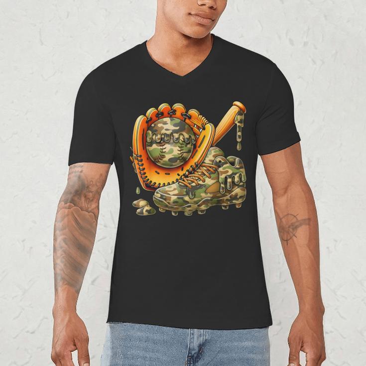 Camo Ice Cream Drip Baseball Stuff Baseball Drip Boys Men's V-Neck T-Shirt Camo Ice Cream Drip Baseball Stuff Baseball Drip Boys Men's V-Neck T-Shirt