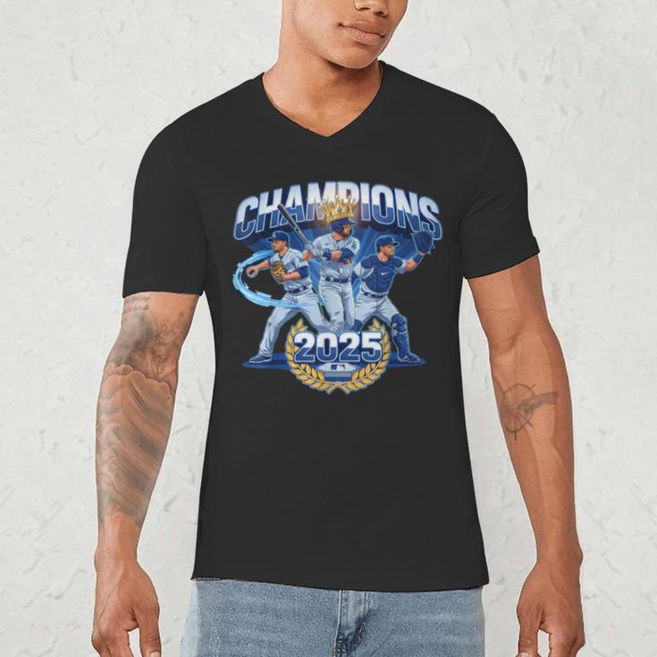 Champions 2025 Baseball Retro Athletic Celebration Theme Men's V-Neck T-Shirt Champions 2025 Baseball Retro Athletic Celebration Theme Men's V-Neck T-Shirt
