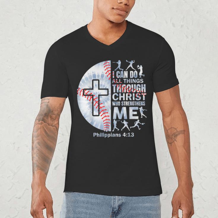 Christian Baseball Men Boy Player Team Religious Philippians Men's V-Neck T-Shirt Christian Baseball Men Boy Player Team Religious Philippians Men's V-Neck T-Shirt