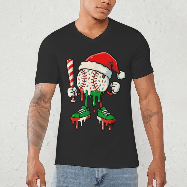 Christmas Baseball Drip For Boys Ice Cream Drip Baseball Men's V-Neck T-Shirt