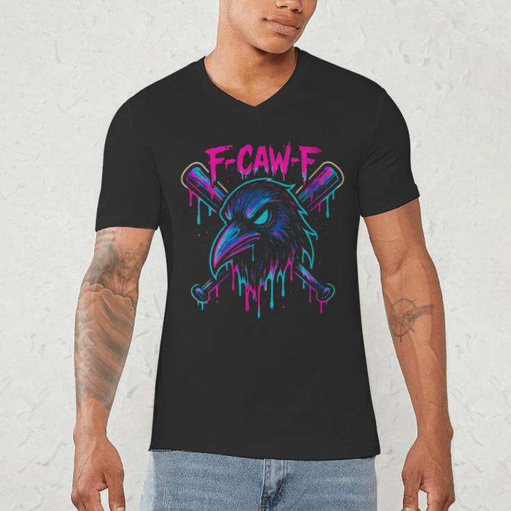 Cool Baseball F Caw F Crow Fcawf Raven Fawk Off Bird Men's V-Neck T-Shirt Cool Baseball F Caw F Crow Fcawf Raven Fawk Off Bird Men's V-Neck T-Shirt