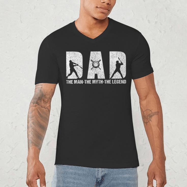 Dad Baseball The Man The Myth The Legend Daddy Father's Day Men's V-Neck T-Shirt Dad Baseball The Man The Myth The Legend Daddy Father's Day Men's V-Neck T-Shirt