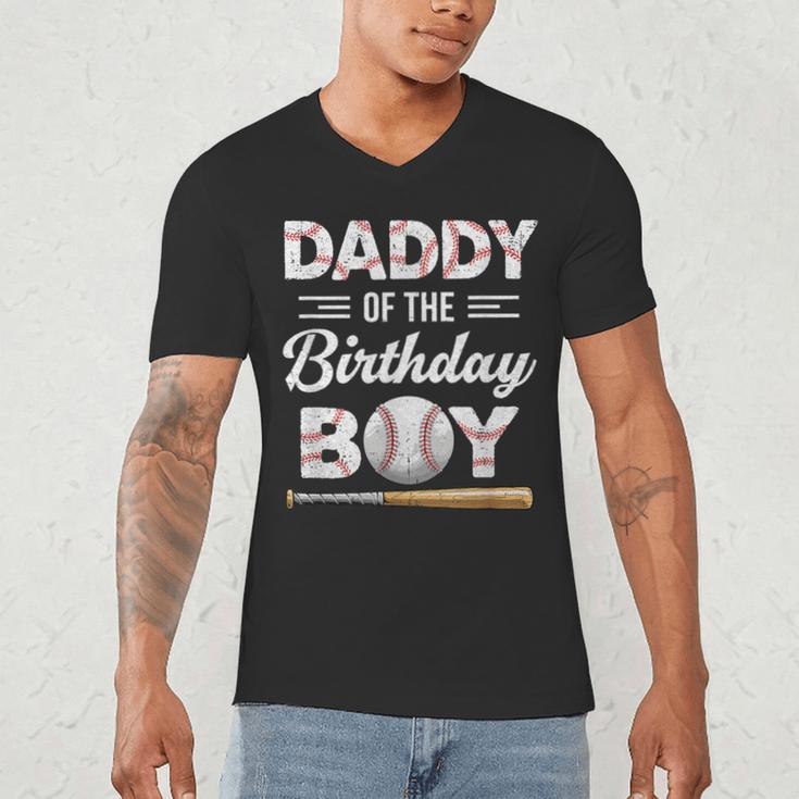 Daddy Of The Birthday Boy Baseball Matching Family Men's V-Neck T-Shirt