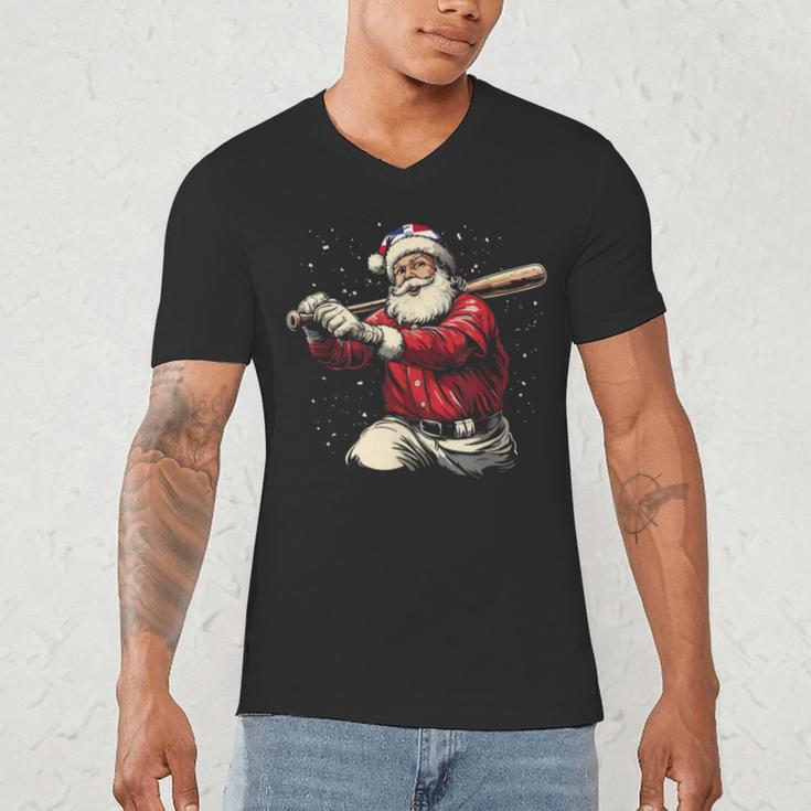 Dominican Santa Christmas Beisbol Baseball Dominicano Men's V-Neck T-Shirt Dominican Santa Christmas Beisbol Baseball Dominicano Men's V-Neck T-Shirt