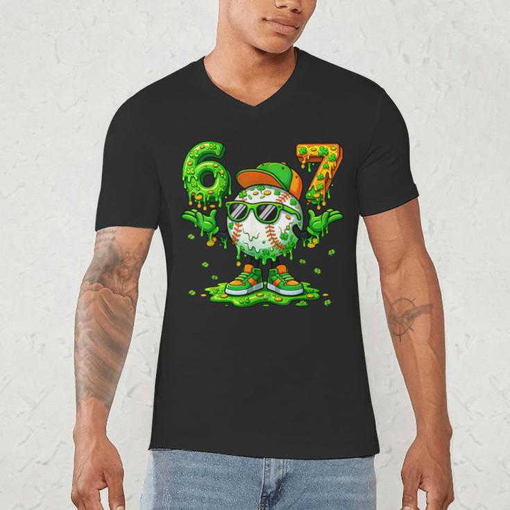 Drip Baseball Irish Shamrock St Patricks Men Boy Kid Men's V-Neck T-Shirt Drip Baseball Irish Shamrock St Patricks Men Boy Kid Men's V-Neck T-Shirt