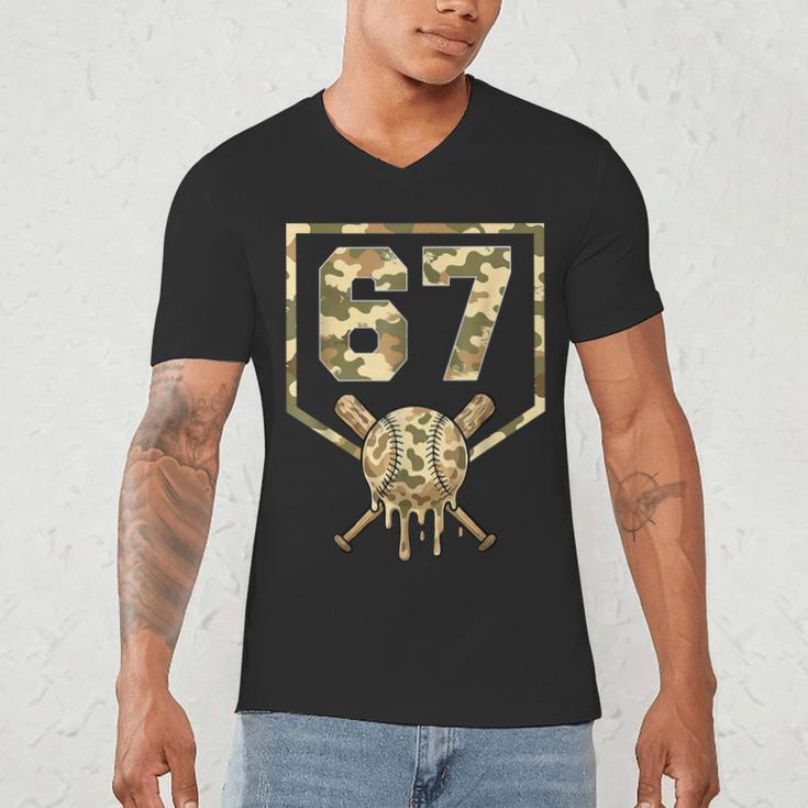 Dripping Camo 67 Baseball Ice Cream Drip 6-7 Six Seven Boy Men's V-Neck T-Shirt