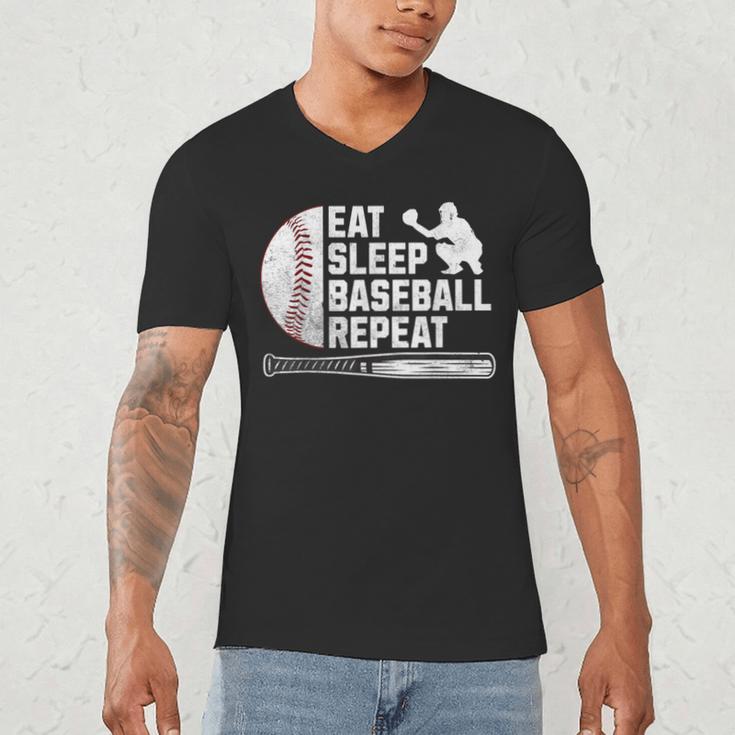 Eat Sleep Baseball Repeat Baseball Player Men Boys Men's V-Neck T-Shirt