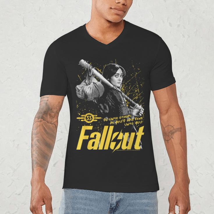 Fallout TV Series Lucy Do Unto Others Baseball Bat Gamer Men's V-Neck T-Shirt