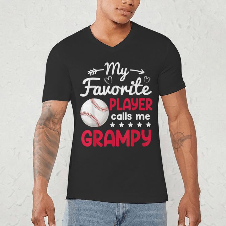 My Favorite Player Calls Me Grampy Baseball Grampy Men's V-Neck T-Shirt