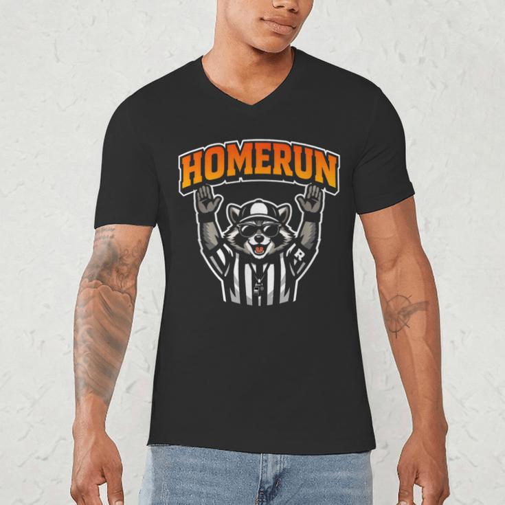Football Referee Touchdown Baseball Homerun Raccoon Men's V-Neck T-Shirt