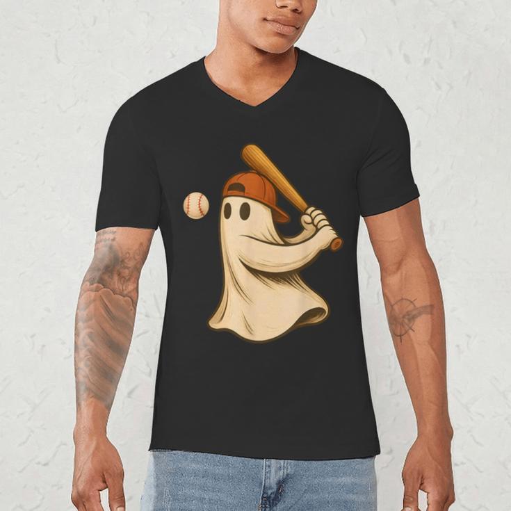 Ghost Baseball Halloween Costume Men Boys Kids Men's V-Neck T-Shirt