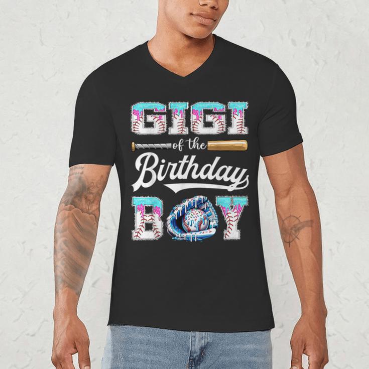 Gigi Of The Birthday Boy Baseball Ice Cream Drip Matching Men's V-Neck T-Shirt Gigi Of The Birthday Boy Baseball Ice Cream Drip Matching Men's V-Neck T-Shirt