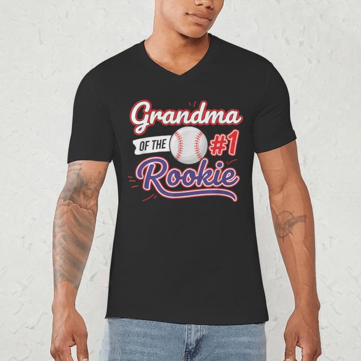 Grandparent Grandma Of The 1 Rookie Baseball Men's V-Neck T-Shirt Grandparent Grandma Of The 1 Rookie Baseball Men's V-Neck T-Shirt