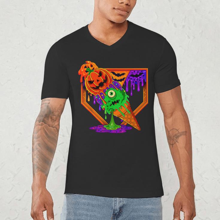 Halloween Baseball Ice Cream Drip Boys Girls Youth Men's V-Neck T-Shirt