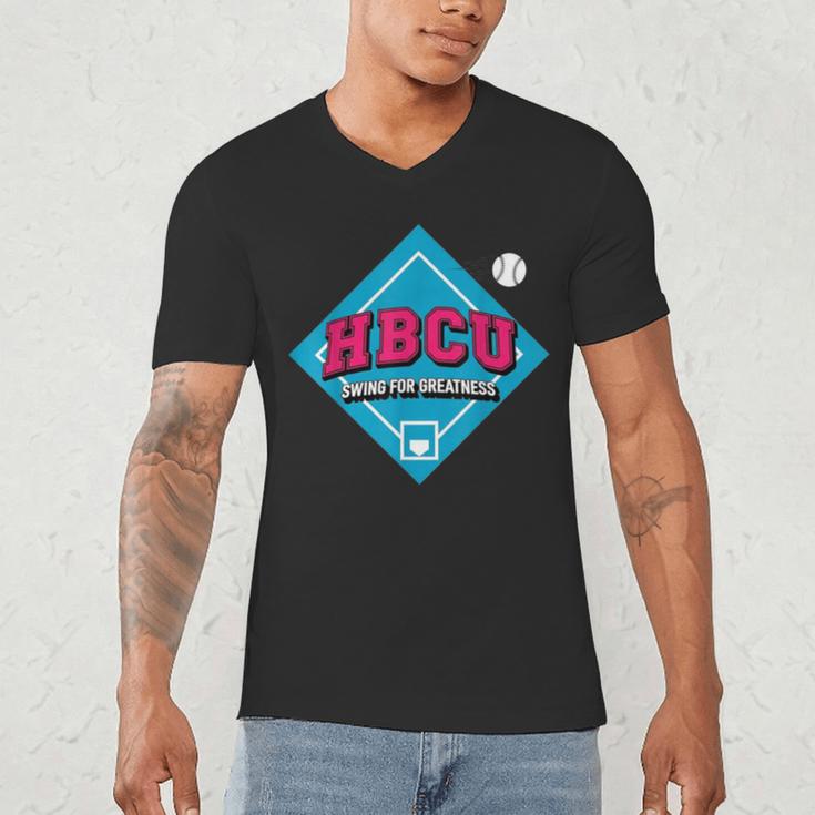 HBCU Swing For Greatness Baseball Softball College Apparel Men's V-Neck T-Shirt