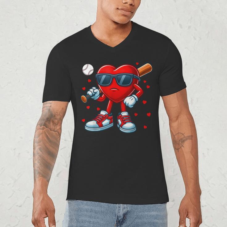 Heart Love Baseball Valentine Outfit Men Boy Men's V-Neck T-Shirt Heart Love Baseball Valentine Outfit Men Boy Men's V-Neck T-Shirt