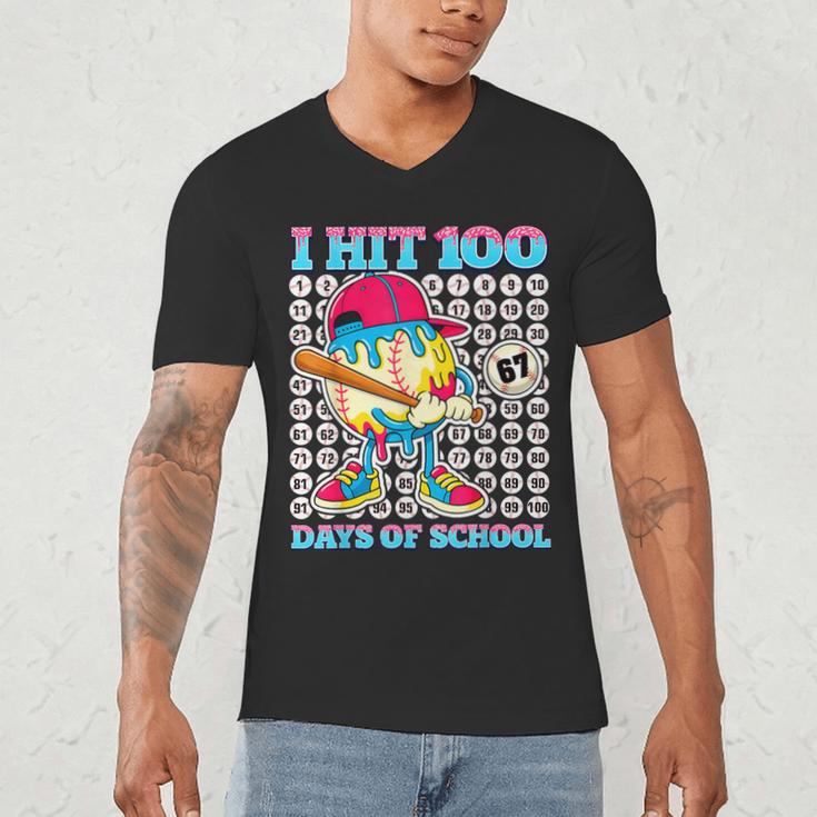 I Hit 100 Days Of School 67 Drip Baseball Boys Kids Men's V-Neck T-Shirt I Hit 100 Days Of School 67 Drip Baseball Boys Kids Men's V-Neck T-Shirt