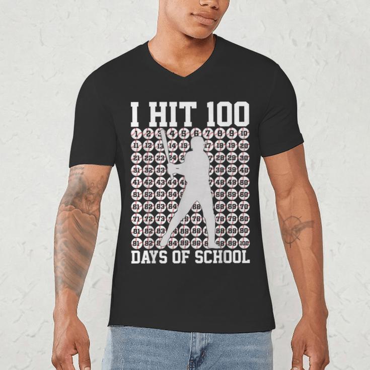 I Hit 100 Days Of School Boys Kids 100th Day Balls Baseball Men's V-Neck T-Shirt I Hit 100 Days Of School Boys Kids 100th Day Balls Baseball Men's V-Neck T-Shirt