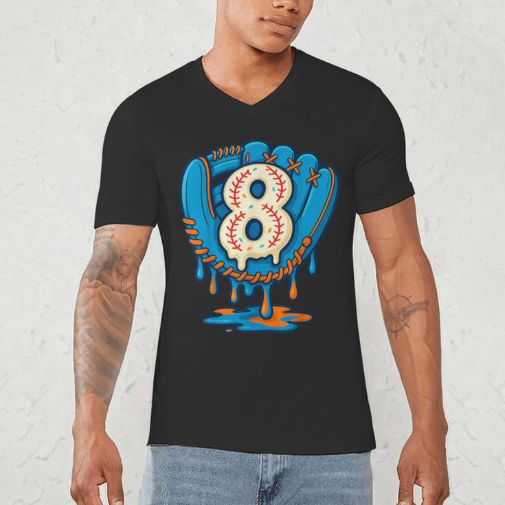 Ice Cream Baseball Glove 8th Birthday Edition Men's V-Neck T-Shirt Ice Cream Baseball Glove 8th Birthday Edition Men's V-Neck T-Shirt