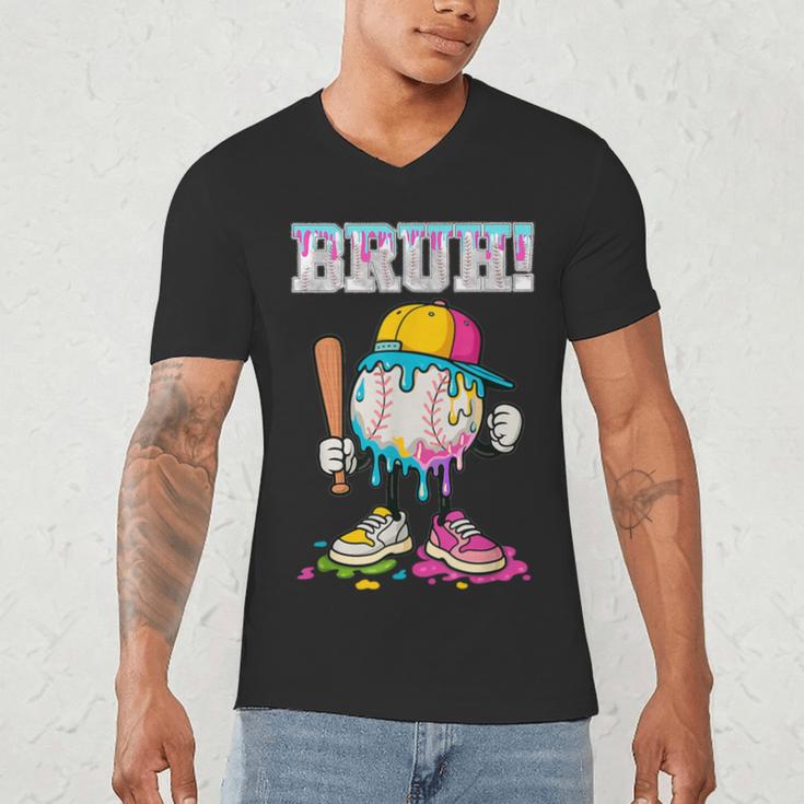 Ice Cream Drip Baseball Bruh Baseball Drip Boy Youth Men's V-Neck T-Shirt