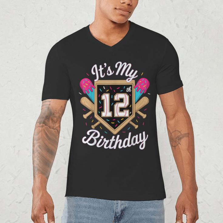 It's My 12th Birthday Baseball Fan Celebration Men's V-Neck T-Shirt It's My 12th Birthday Baseball Fan Celebration Men's V-Neck T-Shirt