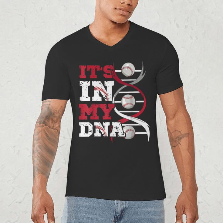 ITS In My DNA Baseball Sport Player Saying Baseball Fan Men's V-Neck T-Shirt