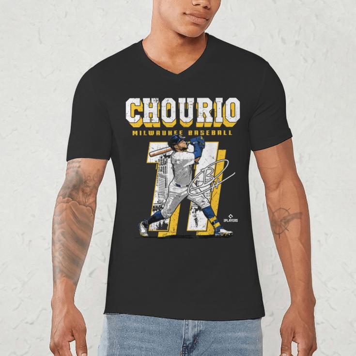 Jackson Chourio Milwaukee MLB Baseball Player MLBJCH201M Men's V-Neck T-Shirt Jackson Chourio Milwaukee MLB Baseball Player MLBJCH201M Men's V-Neck T-Shirt