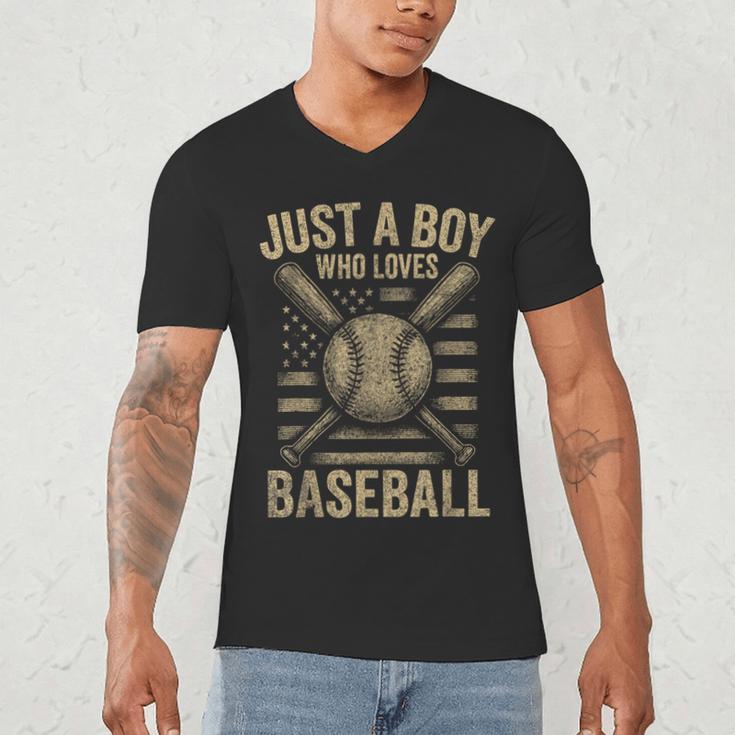 Just a Boy Who Loves Baseball Men's V-Neck T-Shirt Just a Boy Who Loves Baseball Men's V-Neck T-Shirt
