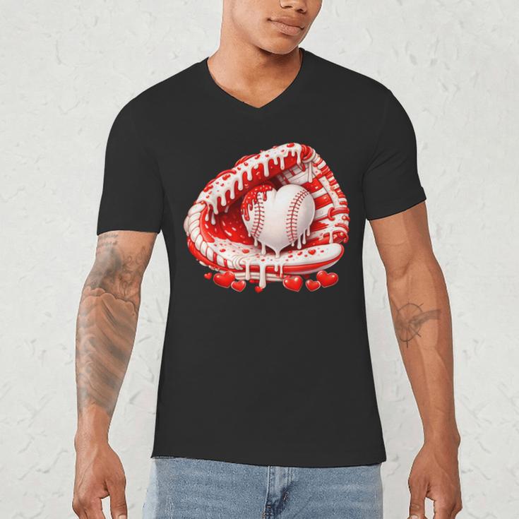 Kid Drip Ice Cream Baseball Heart Catcher Valentines Day Boy Men's V-Neck T-Shirt Kid Drip Ice Cream Baseball Heart Catcher Valentines Day Boy Men's V-Neck T-Shirt