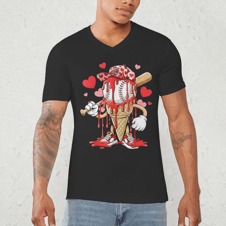 Kids Baseball Drip Ice Cream Apparel Kids Boys Valentine Men's V-Neck T-Shirt