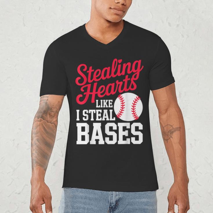 Kids Stealing Hearts Cute Baseball Boys Men's V-Neck T-Shirt Kids Stealing Hearts Cute Baseball Boys Men's V-Neck T-Shirt
