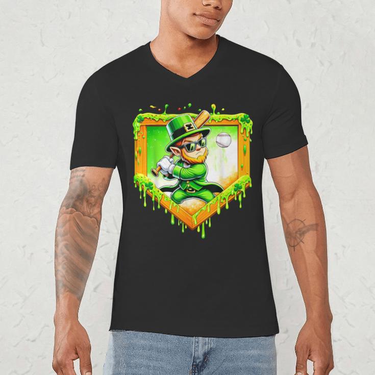 Leprechaun Baseball St Patricks Day Ice Cream Drip Men Boys Men's V-Neck T-Shirt