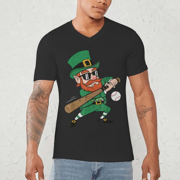 Leprechaun Baseball St Patricks Day Saint Pattys Men Boys Men's V-Neck T-Shirt Leprechaun Baseball St Patricks Day Saint Pattys Men Boys Men's V-Neck T-Shirt