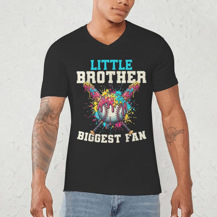 Little Brother Biggest Fan Baseball Cream Drip Crossed Bats Men's V-Neck T-Shirt Little Brother Biggest Fan Baseball Cream Drip Crossed Bats Men's V-Neck T-Shirt