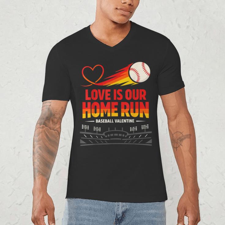 Love Is Our Home Run Baseball Valentine Couple Men's V-Neck T-Shirt Love Is Our Home Run Baseball Valentine Couple Men's V-Neck T-Shirt