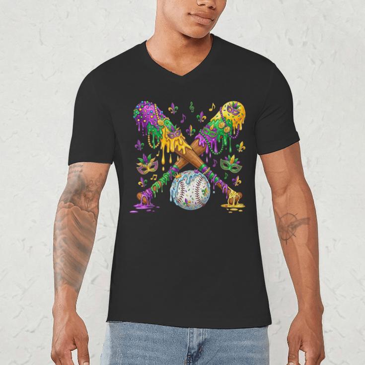 Mardi Gras Baseball Drip Shirt Cool Dripping Baseball Drip Men's V-Neck T-Shirt Mardi Gras Baseball Drip Shirt Cool Dripping Baseball Drip Men's V-Neck T-Shirt
