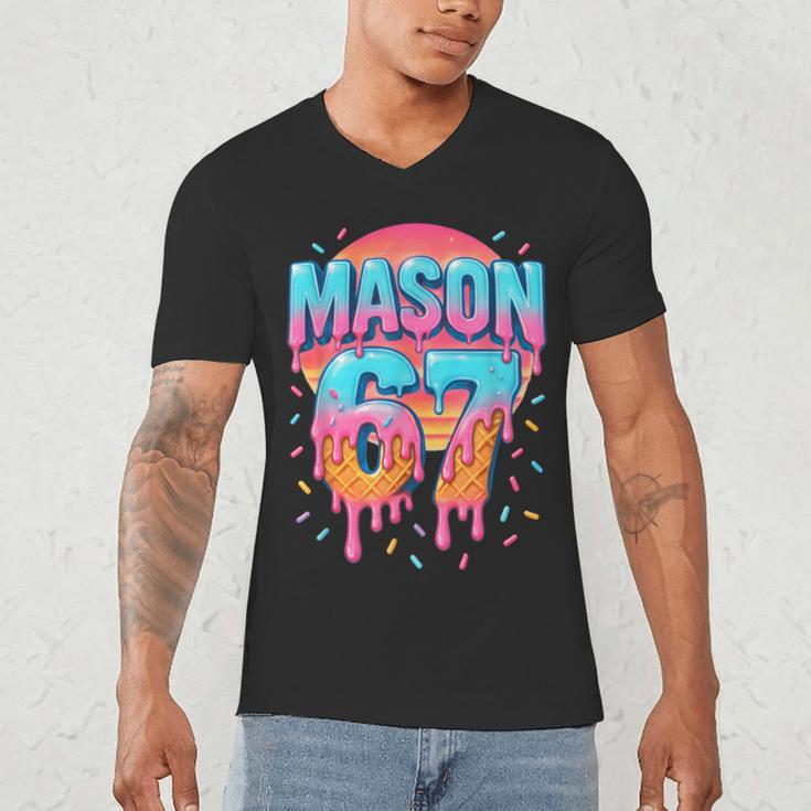 Mason 67 Costume Ice Cream Baseball Drip 6 7 Meme Six Seven Men's V-Neck T-Shirt