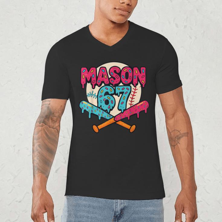 Mason 67 Ice Cream Drip Baseball Meme Graphics Men's V-Neck T-Shirt Mason 67 Ice Cream Drip Baseball Meme Graphics Men's V-Neck T-Shirt